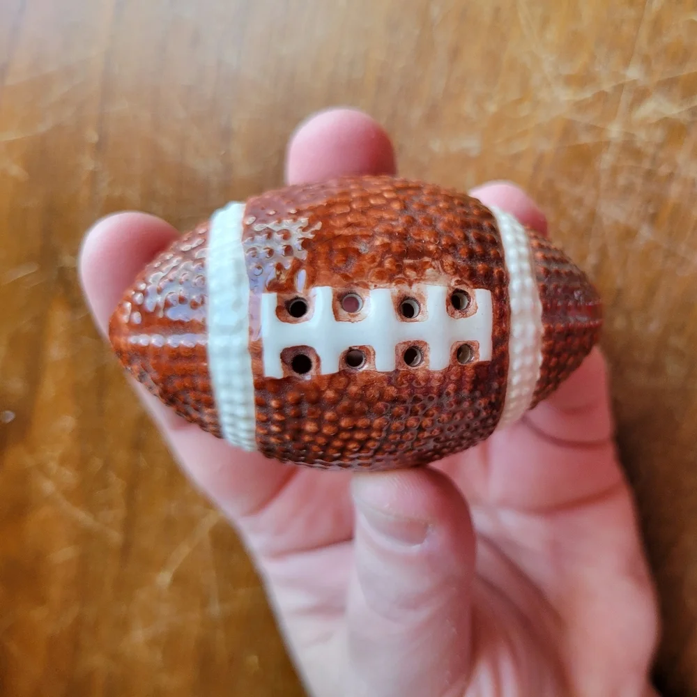 ceramic football and helmet salt and pepper shakers